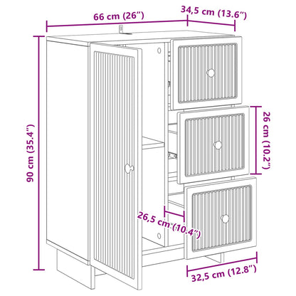 Dressoir met lade Gerookt eiken 66 x 34,5 x 90 cm Bewerkt hout