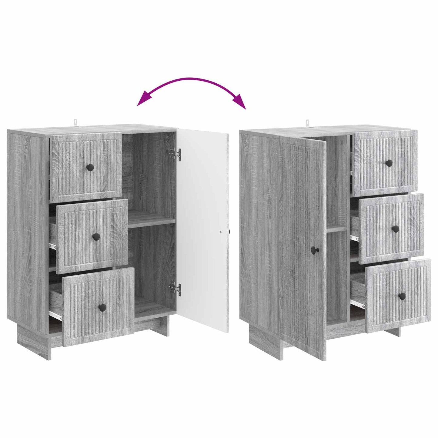 Dressoir met lade Grijs sonoma 66 x 34,5 x 90 cm Bewerkt hout