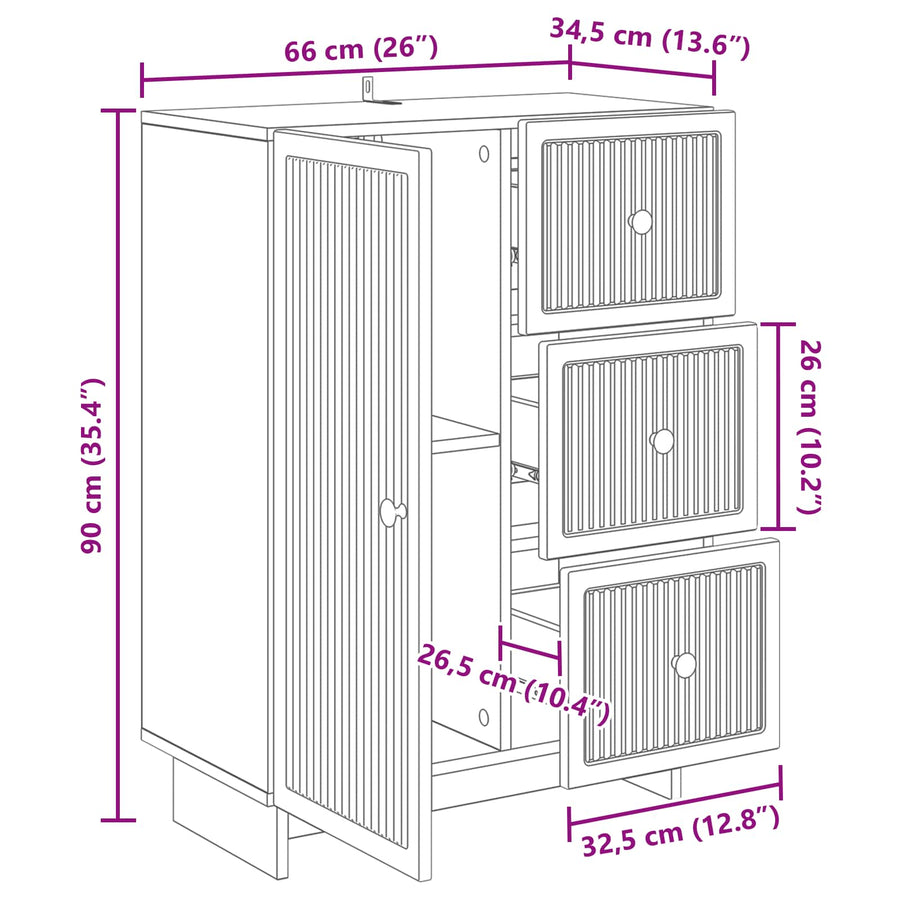 Dressoir met lade Grijs sonoma 66 x 34,5 x 90 cm Bewerkt hout