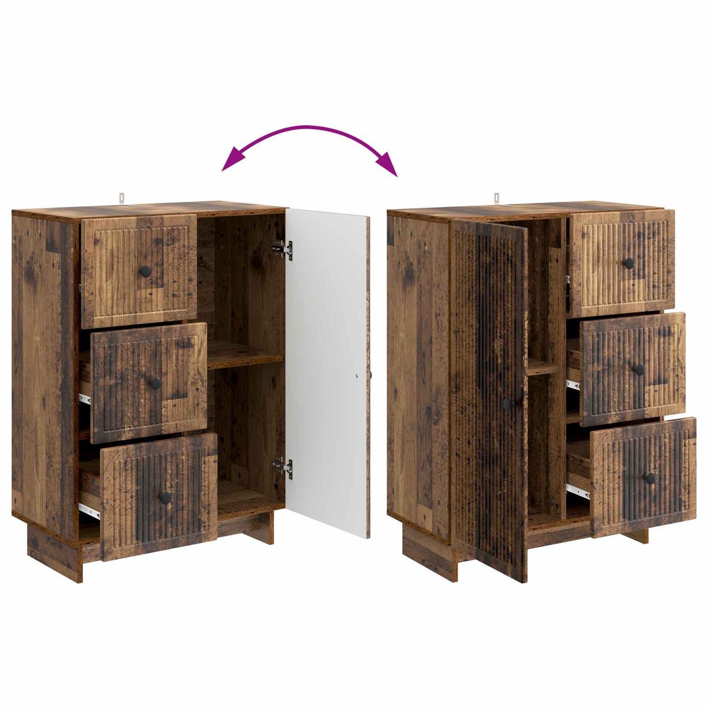 Dressoir met lade Oud hout 66 x 34,5 x 90 cm Bewerkt hout