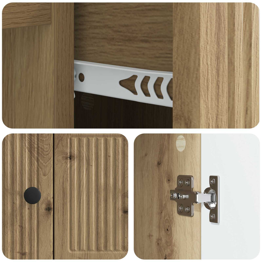 Dressoir Artisanaal eiken 66 x 34,5 x 90 cm Bewerkt hout
