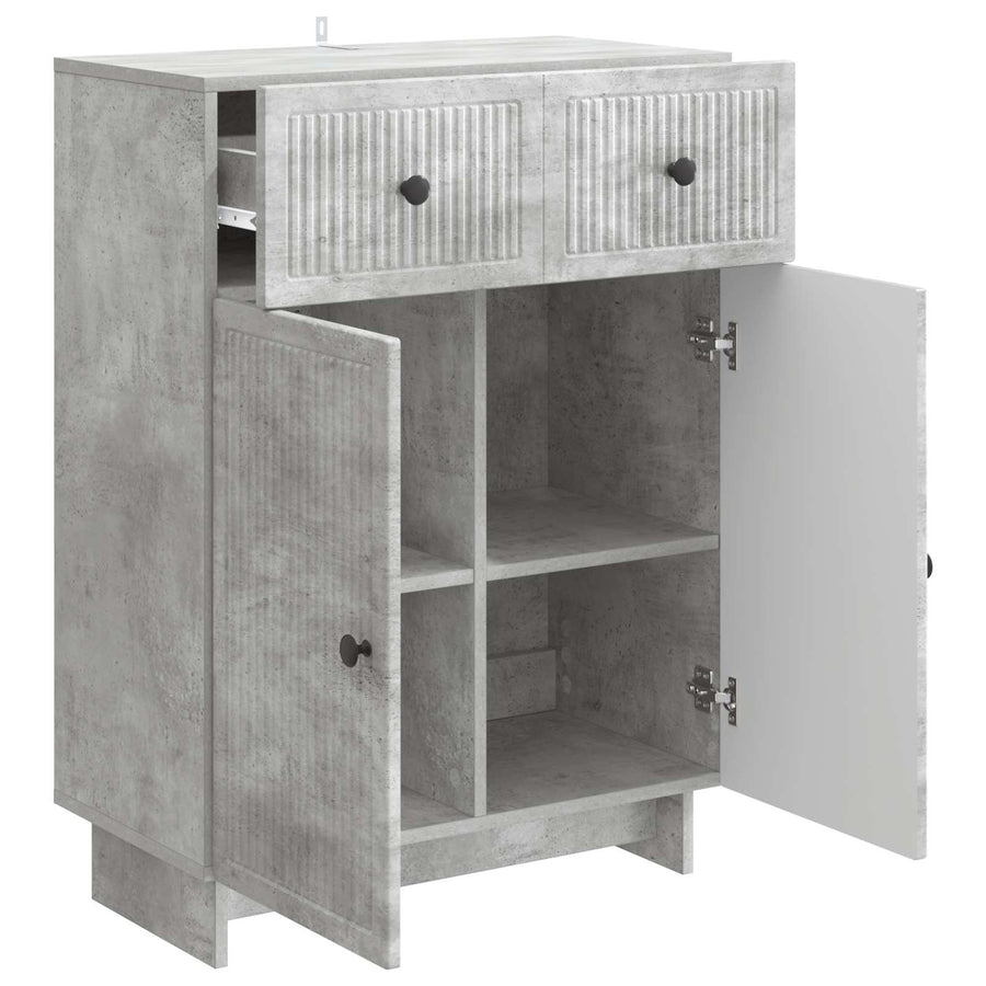 Dressoir met lade Betongrijs 66 x 34,5 x 90 cm Bewerkt hout