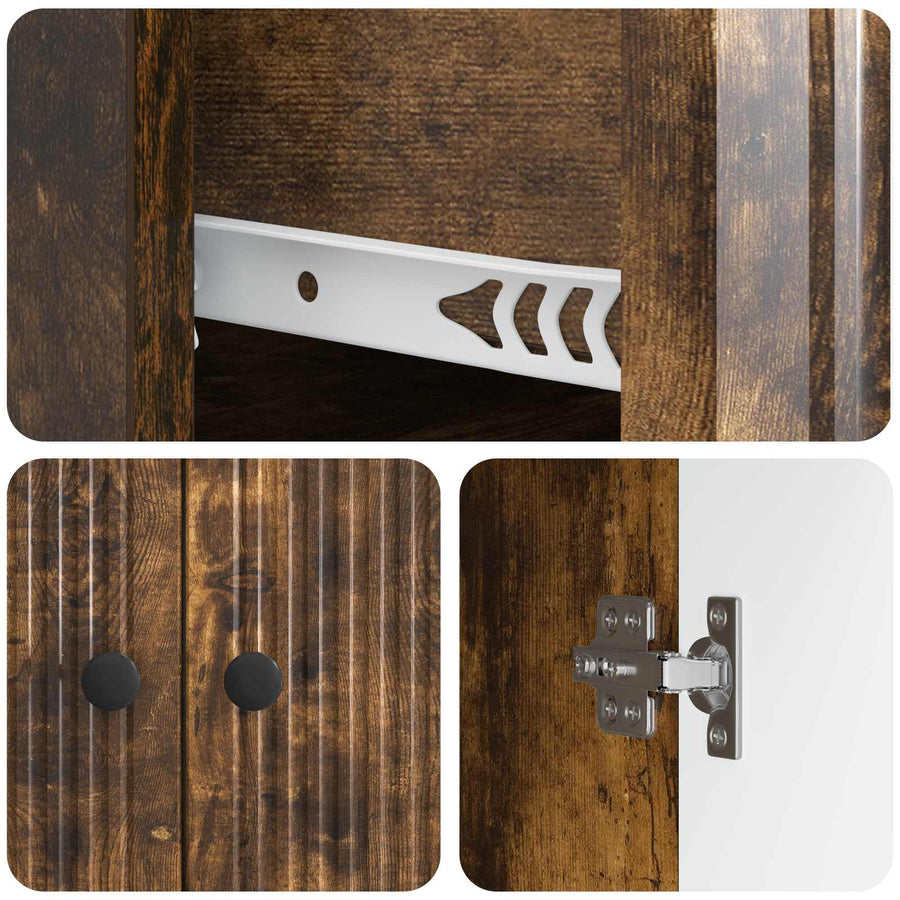 Dressoir met lade Gerookt eiken 66 x 34,5 x 90 cm Bewerkt hout