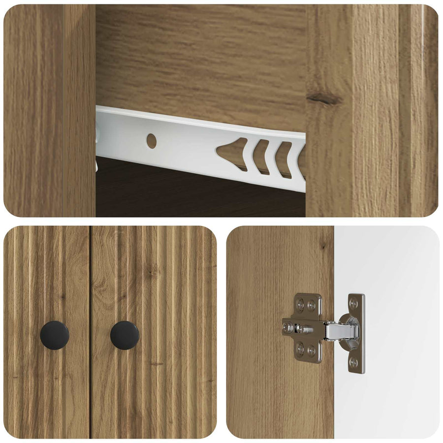 Dressoir Artisanaal eiken 66 x 34,5 x 90 cm Bewerkt hout