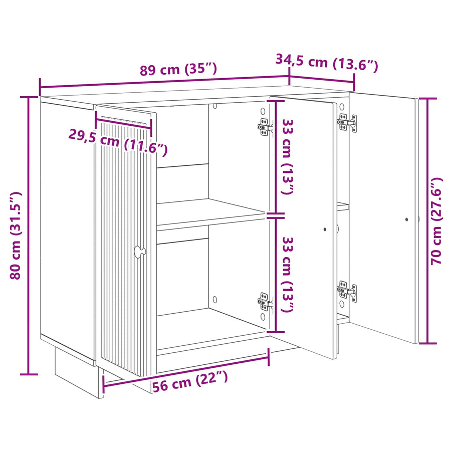 Dressoir Zwart 89 x 34,5 x 80 cm Bewerkt hout