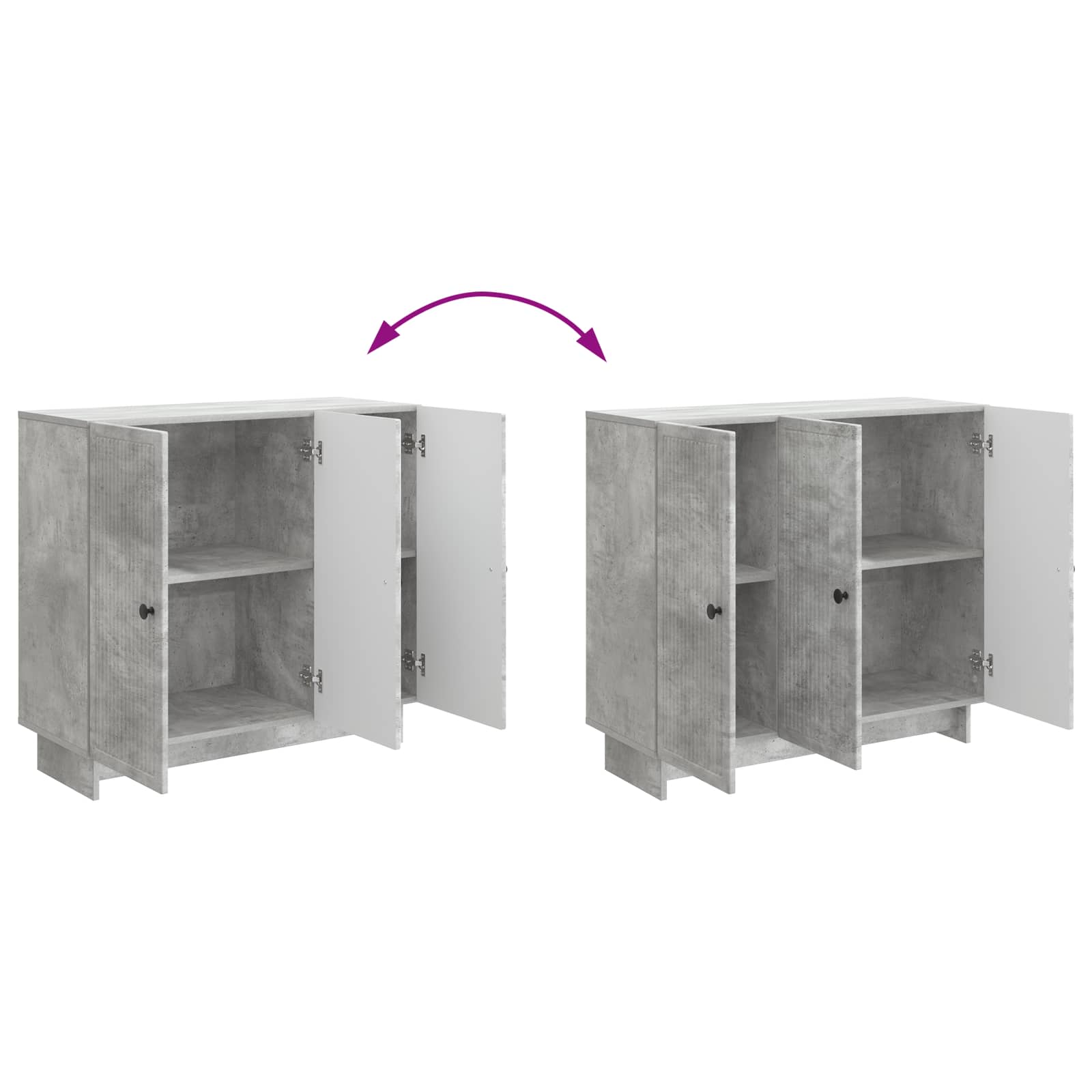 Dressoir Betongrijs 89 x 34,5 x 80 cm Bewerkt hout