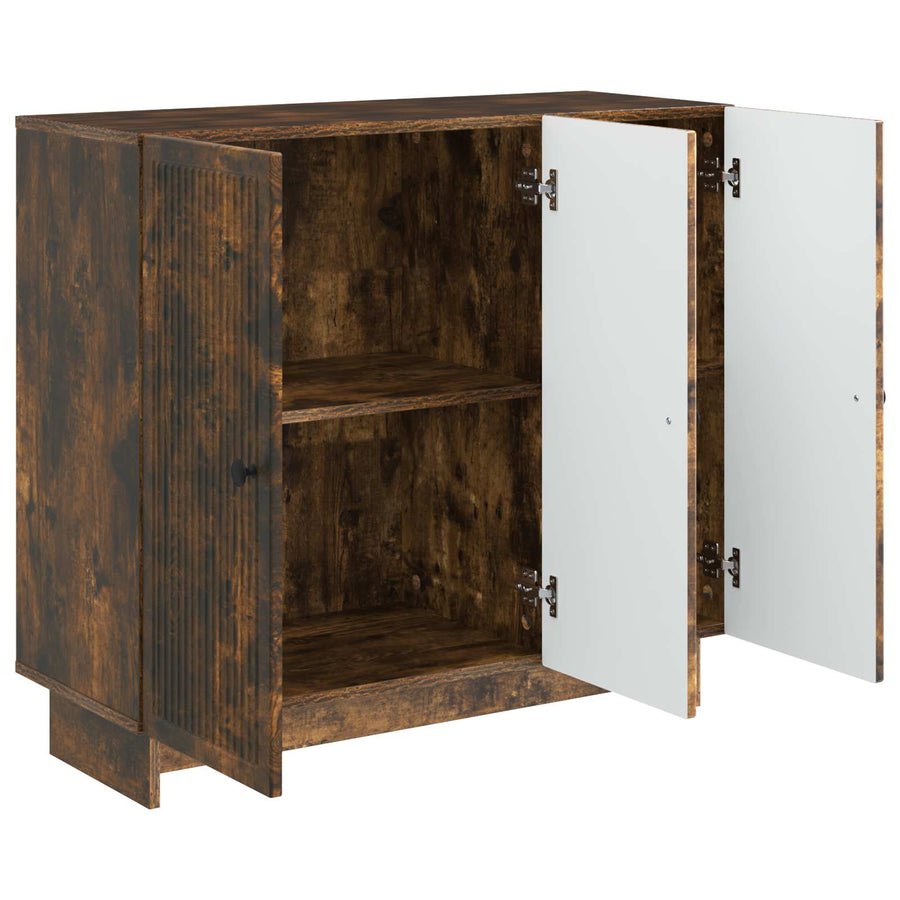 Dressoir Gerookt eiken 89 x 34,5 x 80 cm Bewerkt hout