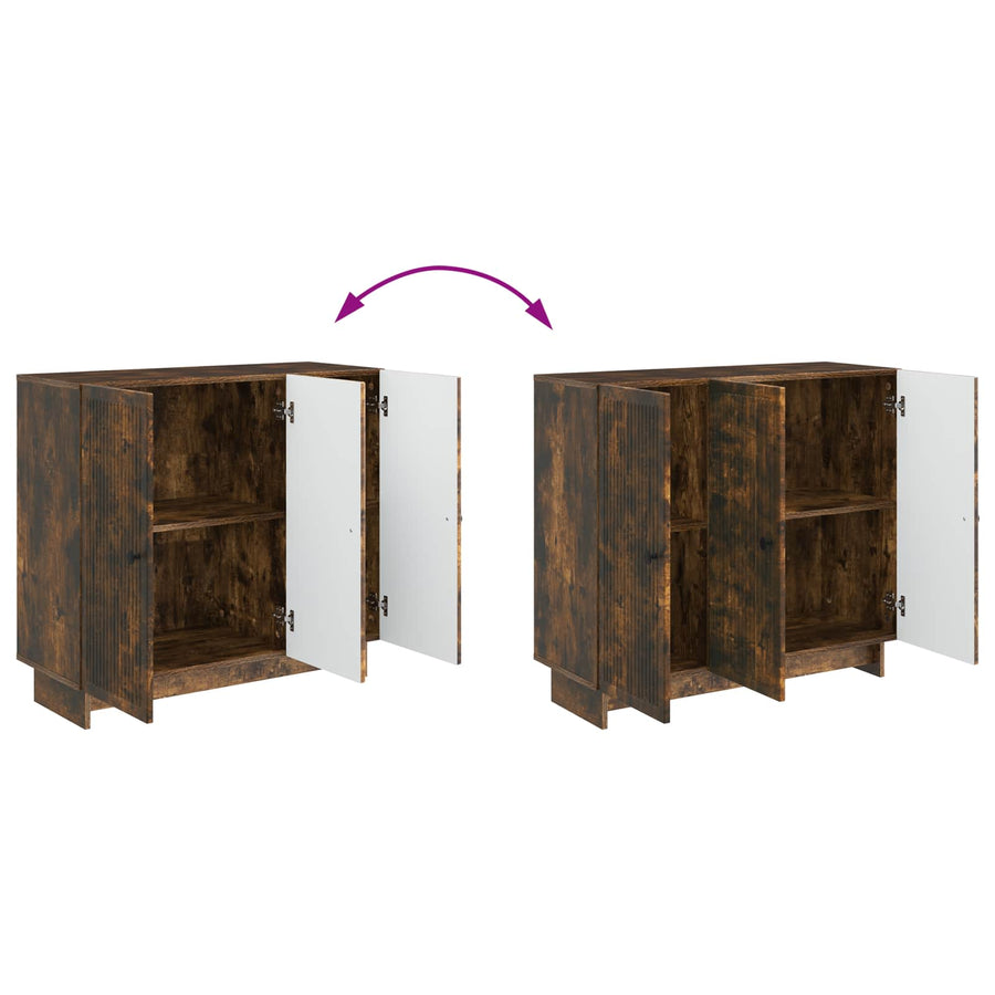 Dressoir Gerookt eiken 89 x 34,5 x 80 cm Bewerkt hout