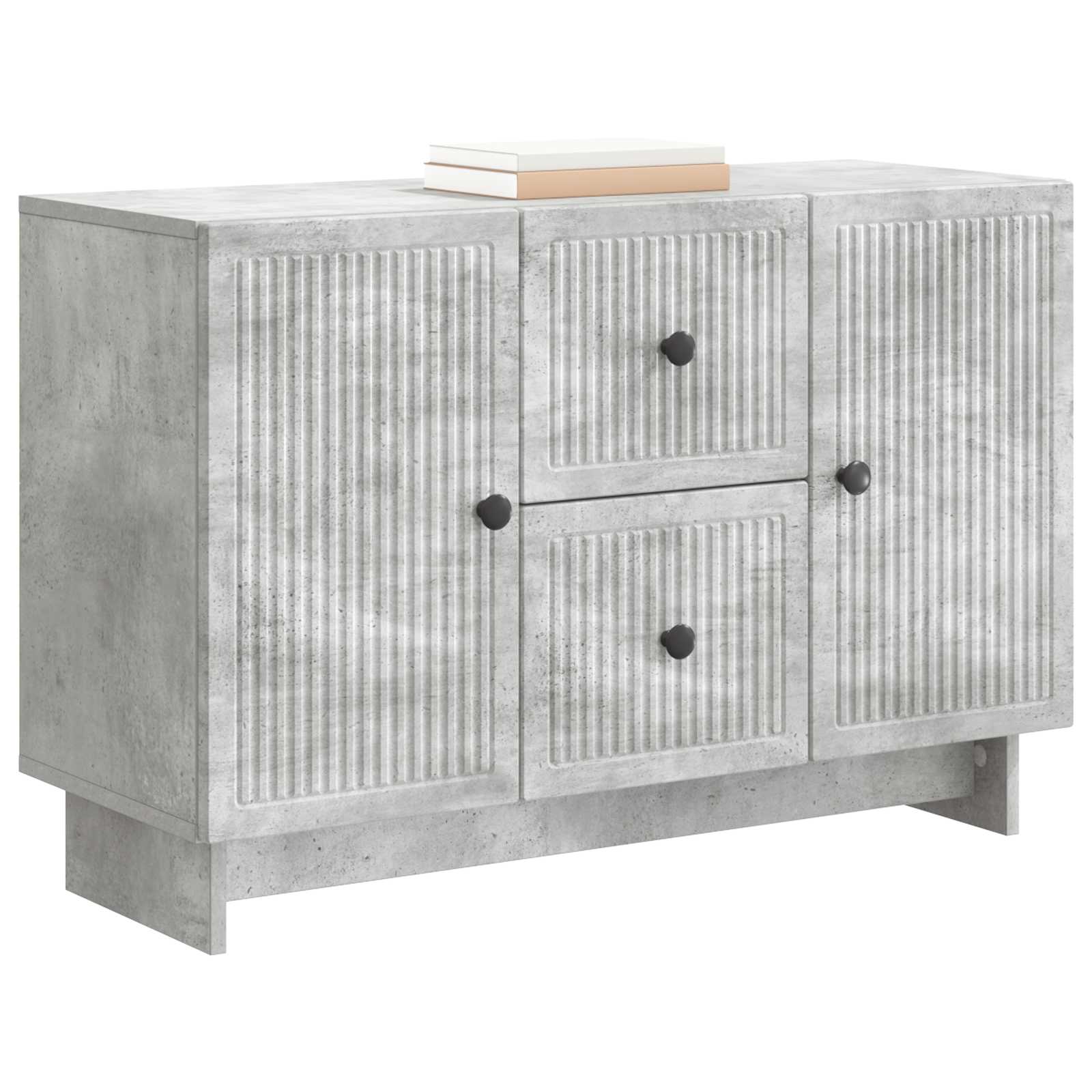 Dressoir met lade Betongrijs 89 x 34,5 x 60 cm Bewerkt hout