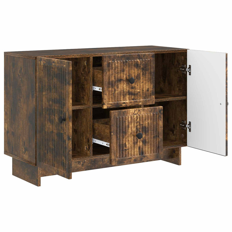 Dressoir met lade Gerookt eiken 89 x 34,5 x 60 cm Bewerkt hout