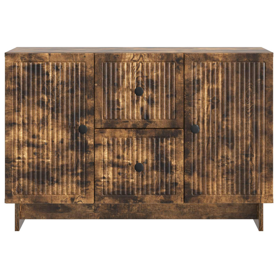 Dressoir met lade Gerookt eiken 89 x 34,5 x 60 cm Bewerkt hout