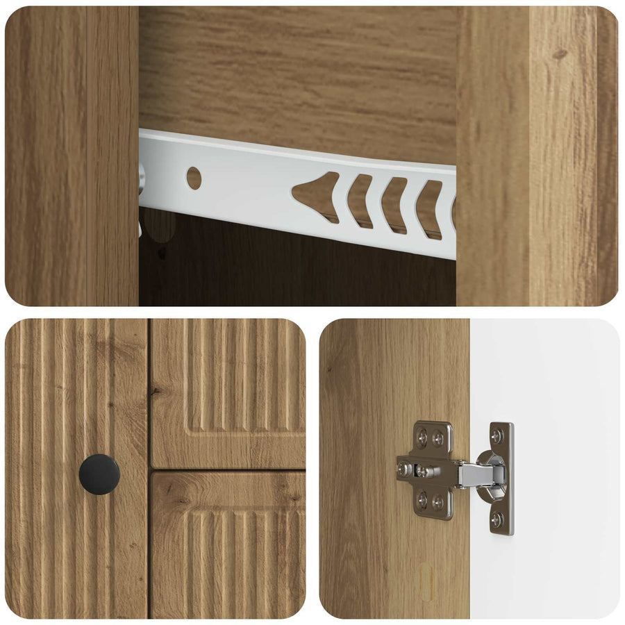 Dressoir Artisanaal eiken 89 x 34,5 x 60 cm Bewerkt hout