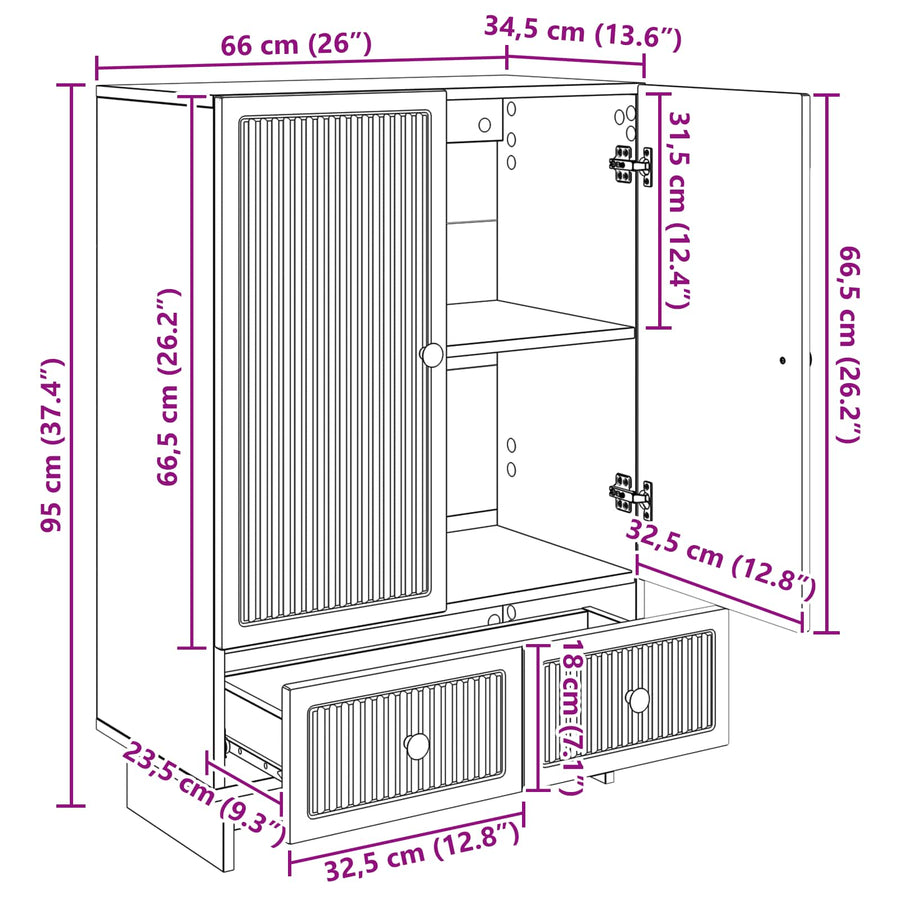 Dressoir Zwart 66 x 34,5 x 95 cm Geconstrueerd hout