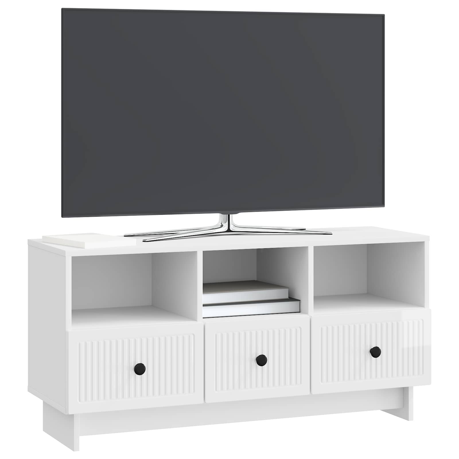 TV-kast met lade Hoogglans Wit 102 x 34,5 x 50 cm Bewerkt hout