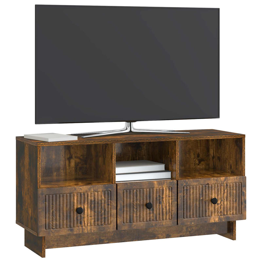 TV-kast met lade Gerookt eiken 102 x 34,5 x 50 cm Bewerkt hout