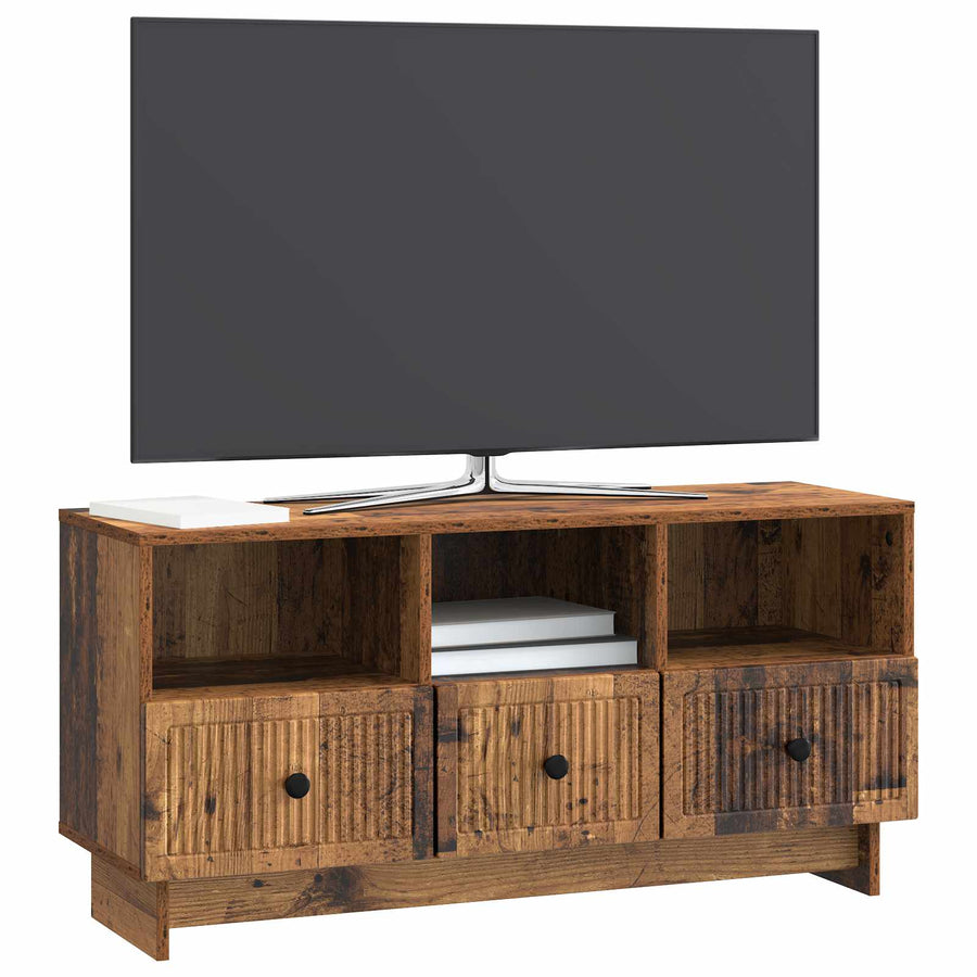 TV-kast met lade Oud hout 102 x 34,5 x 50 cm Bewerkt hout