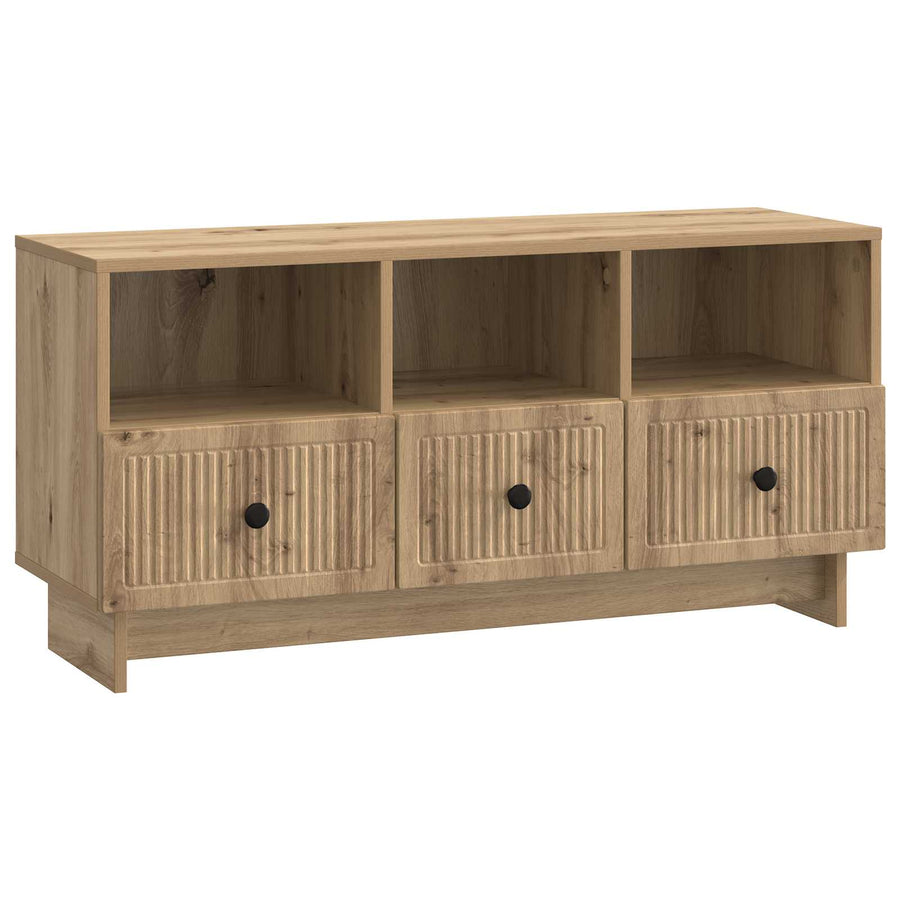 TV-kast Artisanaal eiken 102 x 34,5 x 50 cm Bewerkt hout