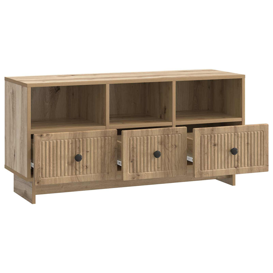 TV-kast Artisanaal eiken 102 x 34,5 x 50 cm Bewerkt hout