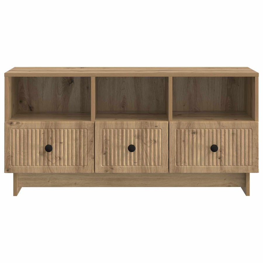 TV-kast Artisanaal eiken 102 x 34,5 x 50 cm Bewerkt hout