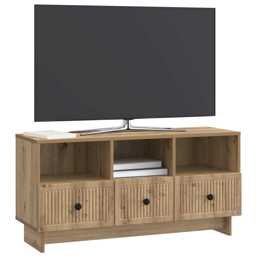 TV-kast Artisanaal eiken 102 x 34,5 x 50 cm Bewerkt hout