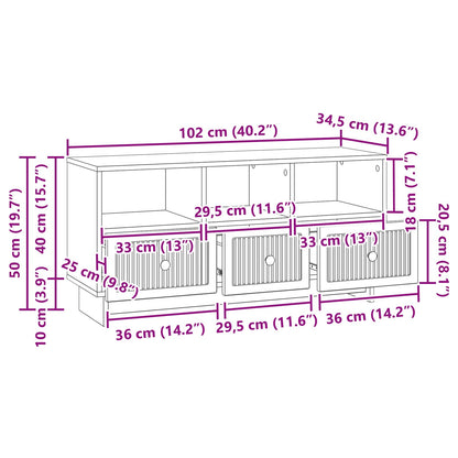TV-kast Artisanaal eiken 102 x 34,5 x 50 cm Bewerkt hout