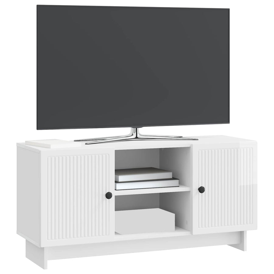 TV-kast Hoogglans wit 102 x 34,5 x 50 cm Bewerkt hout