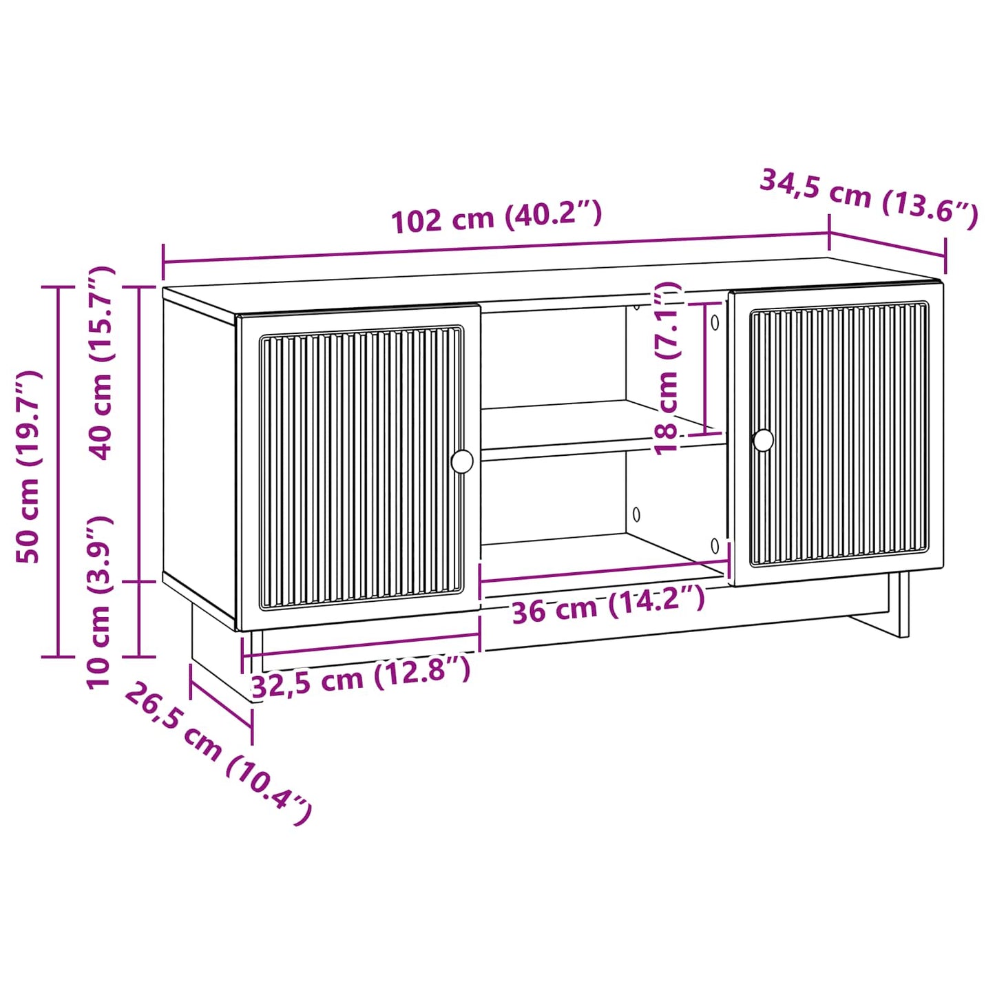 TV-kast Grijs Sonoma 102 x 34,5 x 50 cm Bewerkt hout