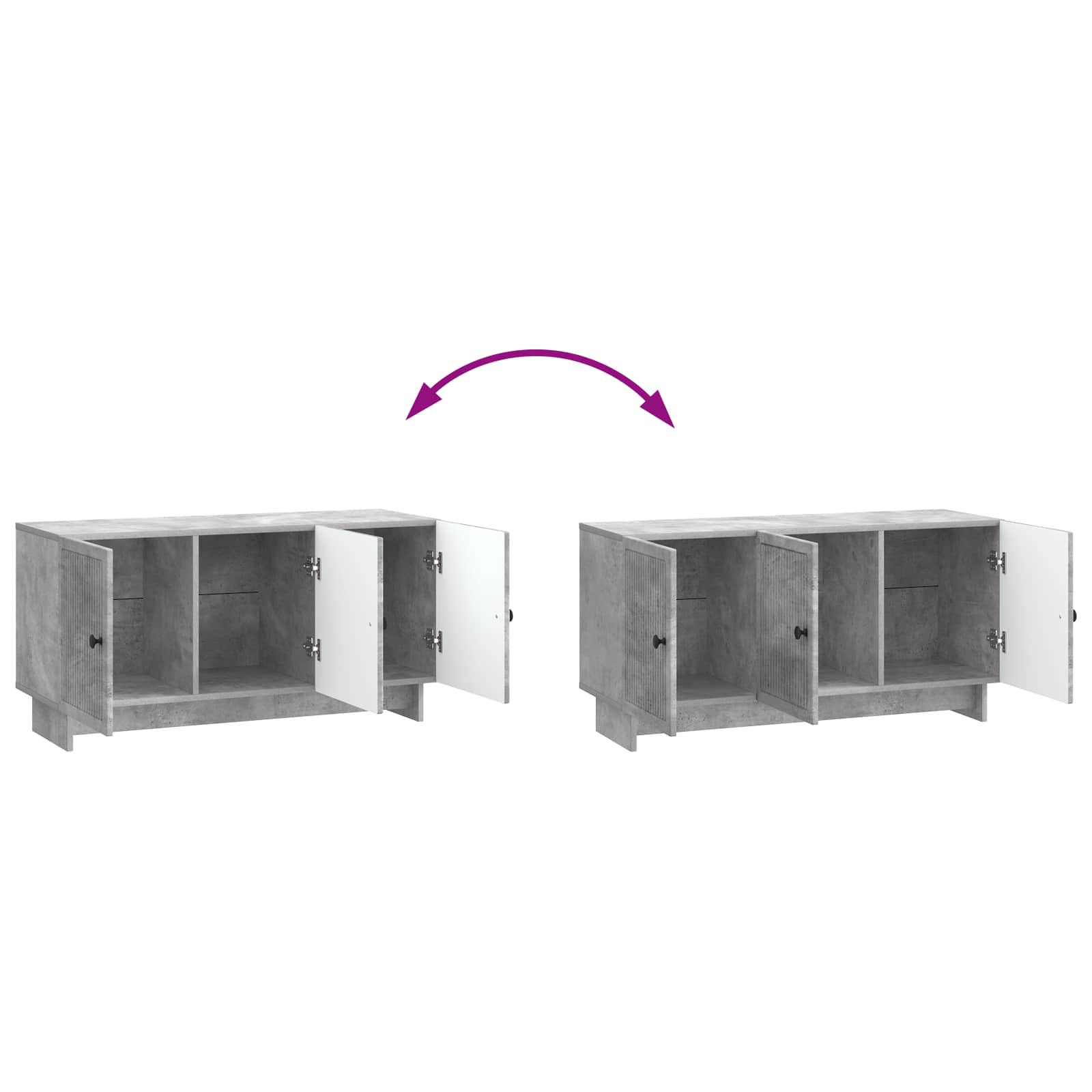 TV-kast Betongrijs 99 x 34,5 x 50 cm Bewerkt hout