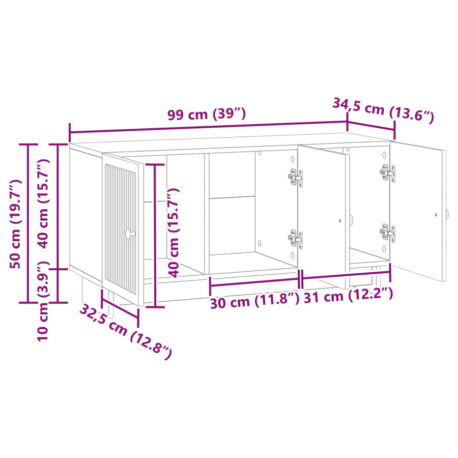 TV-kast Grijs sonoma 99 x 34,5 x 50 cm Bewerkt hout