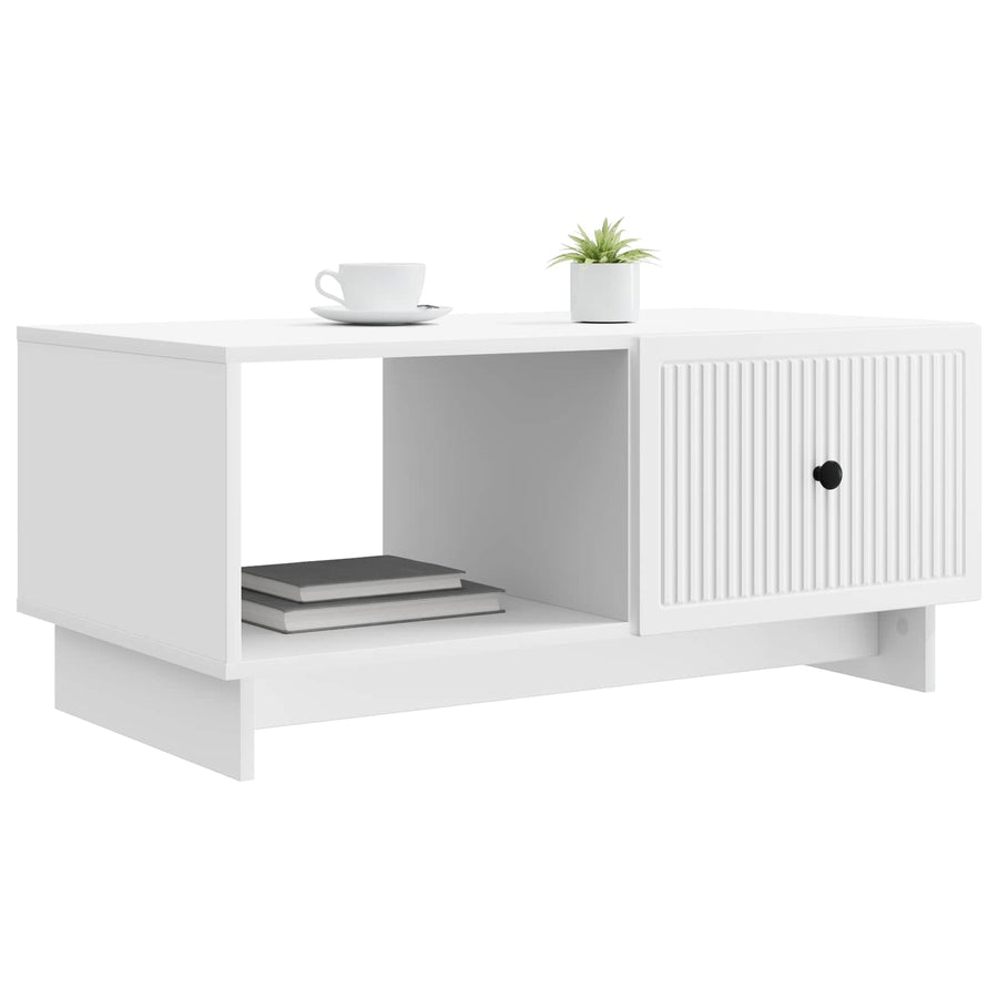 Salontafel Wit 90 x 50 x 40 cm Bewerkt hout
