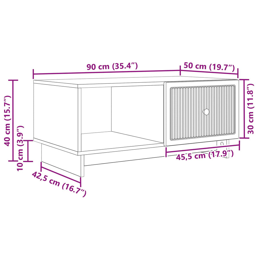 Salontafel Zwart 90 x 50 x 40 cm Bewerkt hout
