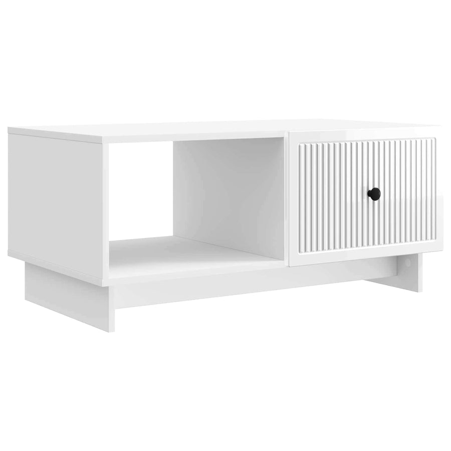 Salontafel Hoogglans Wit 90 x 50 x 40 cm Bewerkt hout