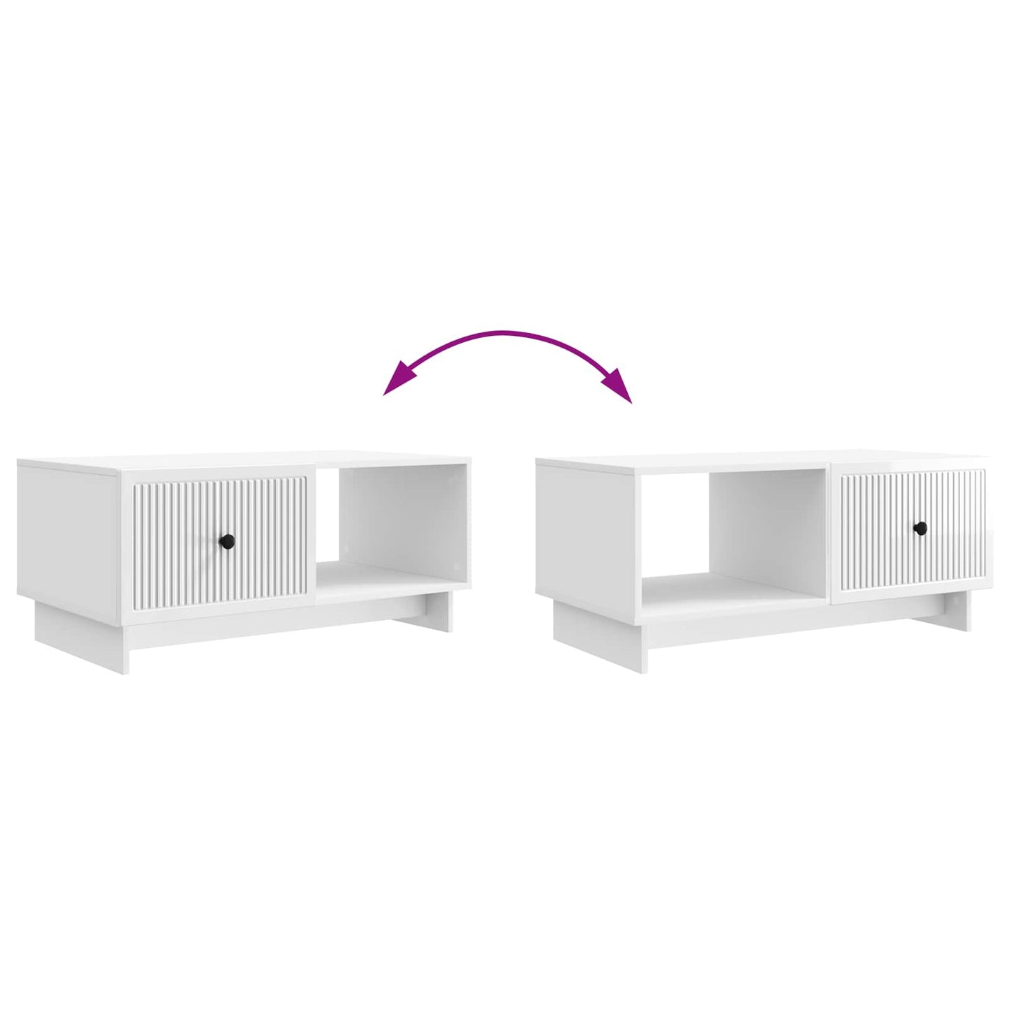 Salontafel Hoogglans Wit 90 x 50 x 40 cm Bewerkt hout