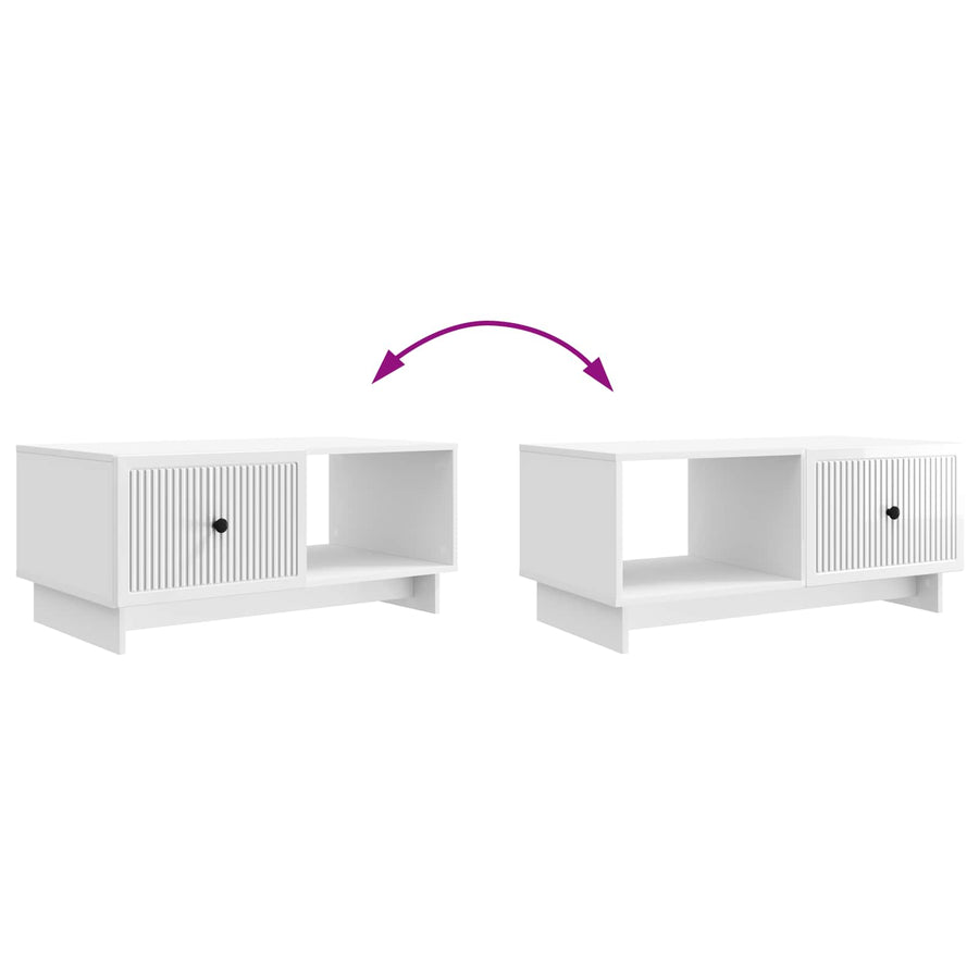 Salontafel Hoogglans Wit 90 x 50 x 40 cm Bewerkt hout