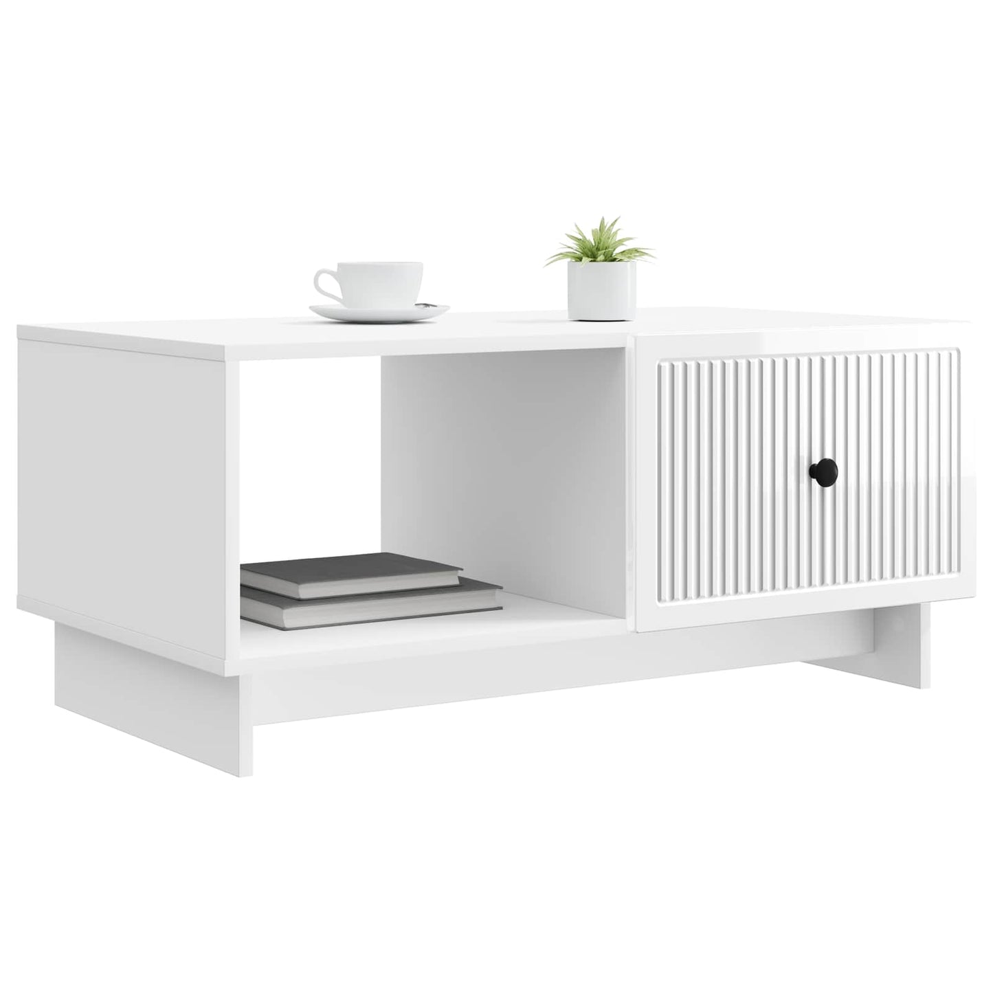 Salontafel Hoogglans Wit 90 x 50 x 40 cm Bewerkt hout