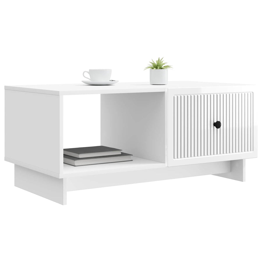 Salontafel Hoogglans Wit 90 x 50 x 40 cm Bewerkt hout
