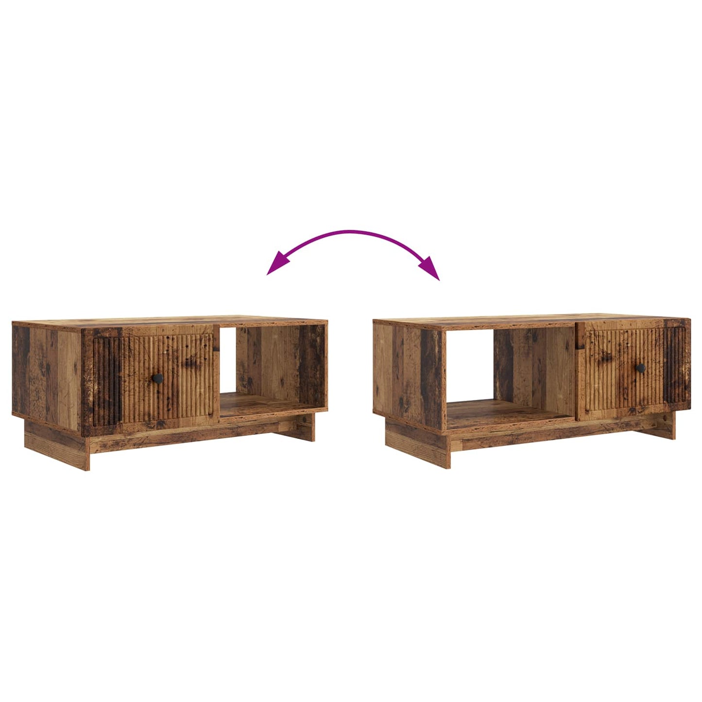 Salontafel Oud hout 90 x 50 x 40 cm Bewerkt hout