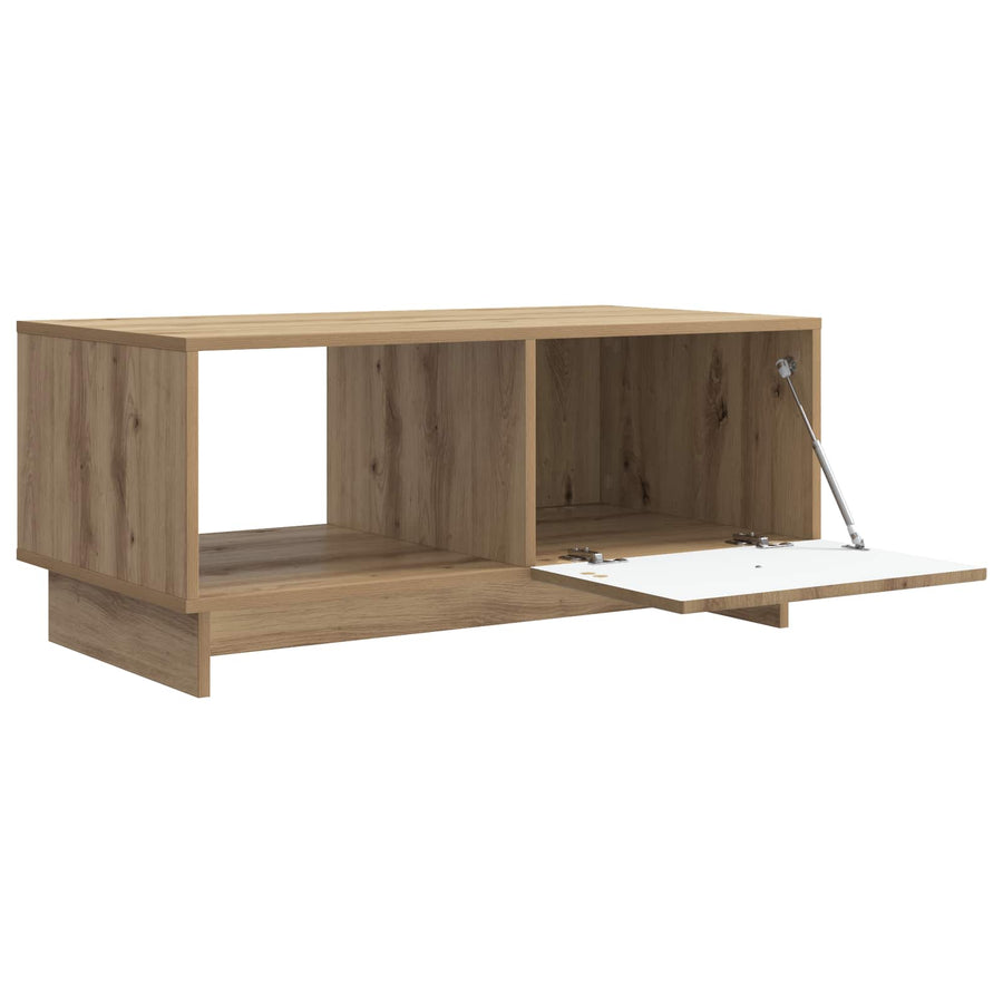 Salontafel Artisanaal eiken 90 x 50 x 40 cm Bewerkt hout