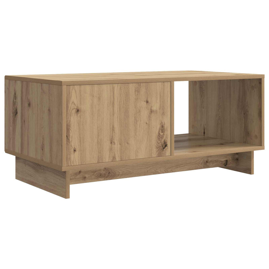 Salontafel Artisanaal eiken 90 x 50 x 40 cm Bewerkt hout