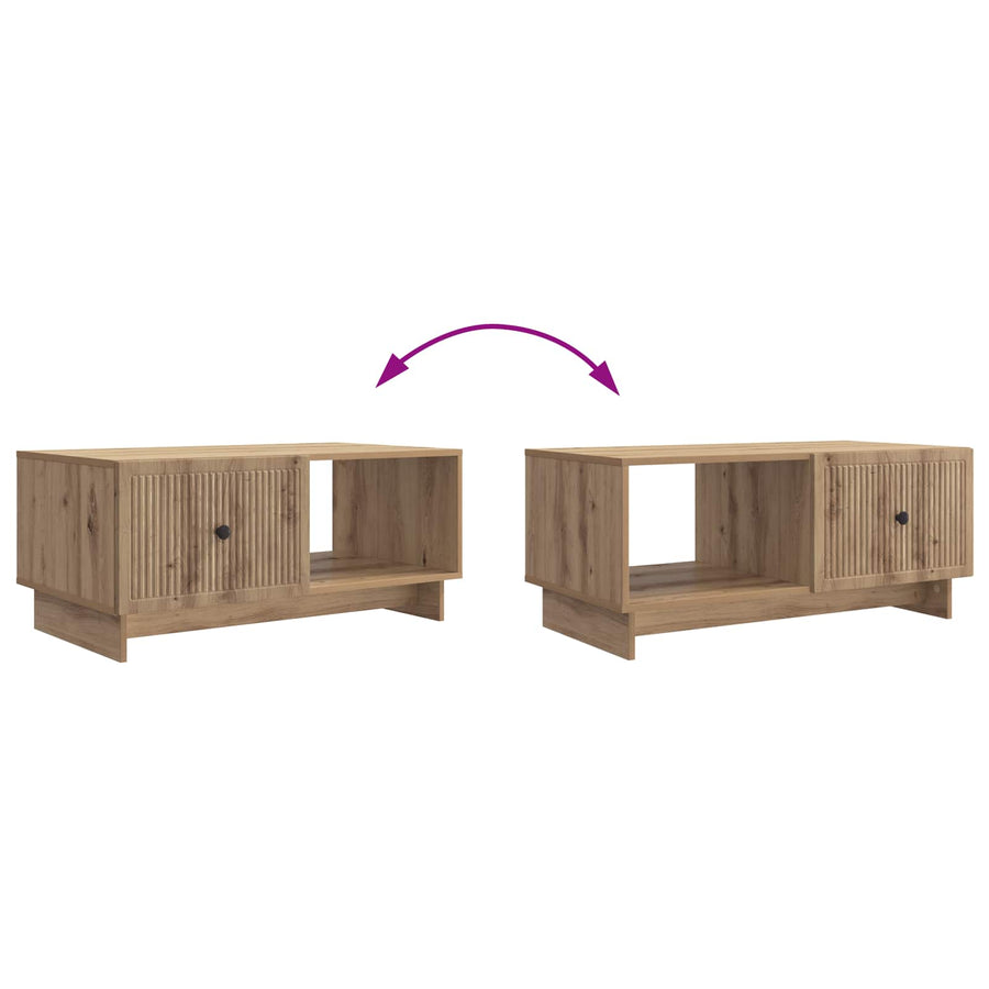 Salontafel Artisanaal eiken 90 x 50 x 40 cm Bewerkt hout