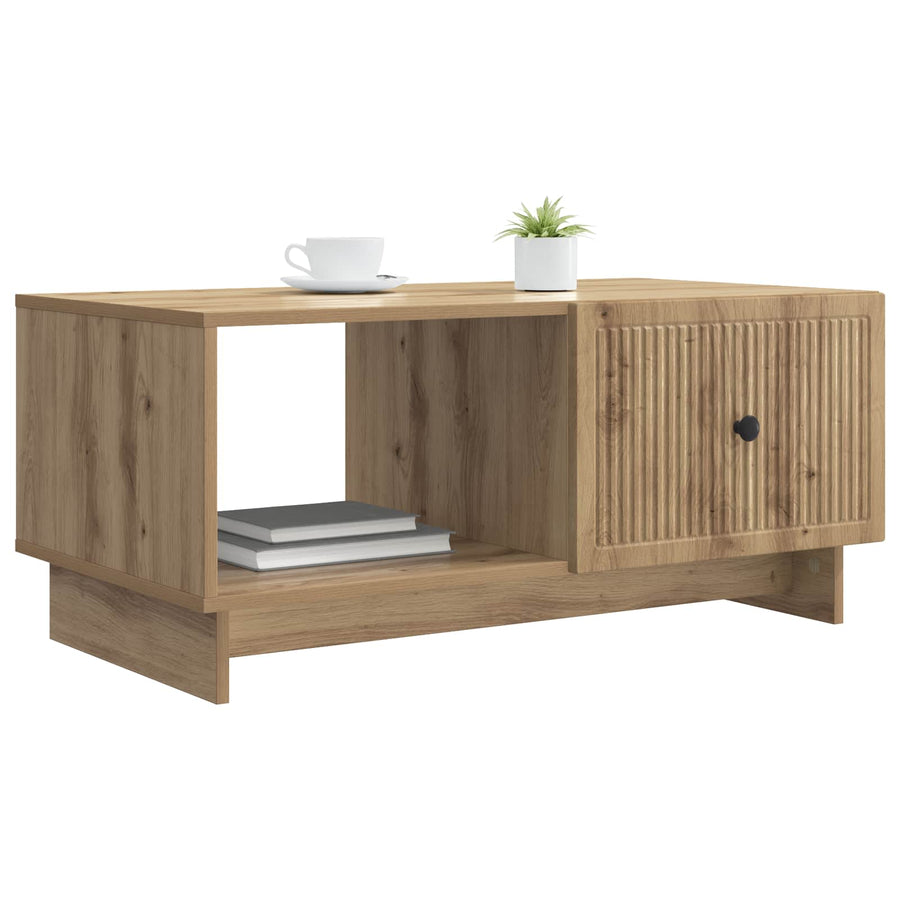 Salontafel Artisanaal eiken 90 x 50 x 40 cm Bewerkt hout
