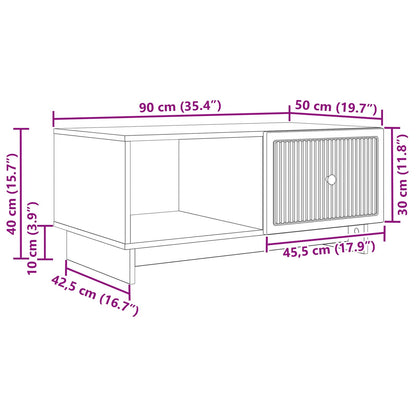 Salontafel Artisanaal eiken 90 x 50 x 40 cm Bewerkt hout