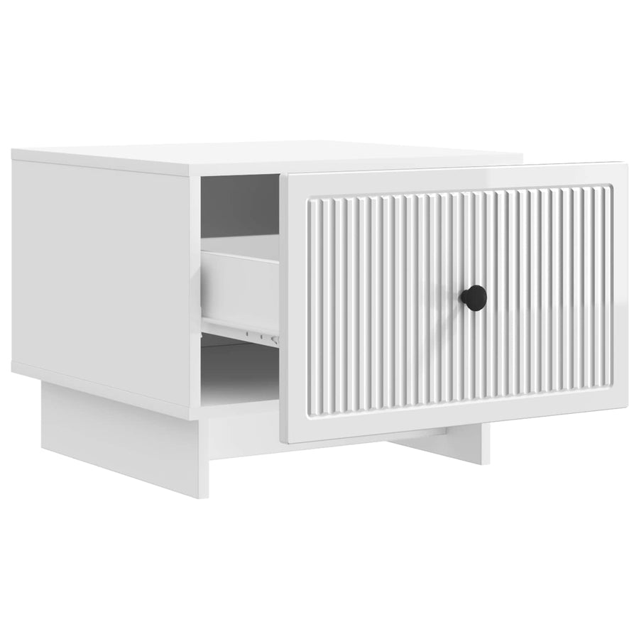 Salontafel met lade Hoogglans Wit 49 x 50 x 40 cm Bewerkt hout