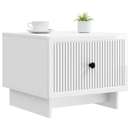 Salontafel met lade Hoogglans Wit 49 x 50 x 40 cm Bewerkt hout