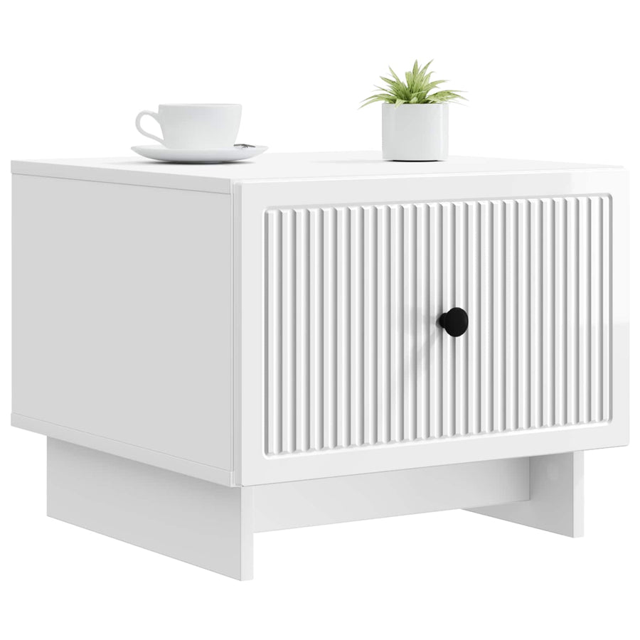 Salontafel met lade Hoogglans Wit 49 x 50 x 40 cm Bewerkt hout