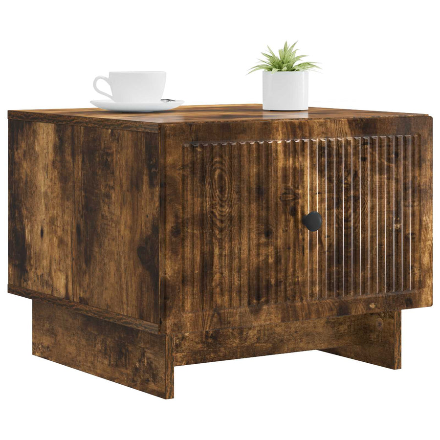 Salontafel met lade Gerookt eiken 49 x 50 x 40 cm Bewerkt hout