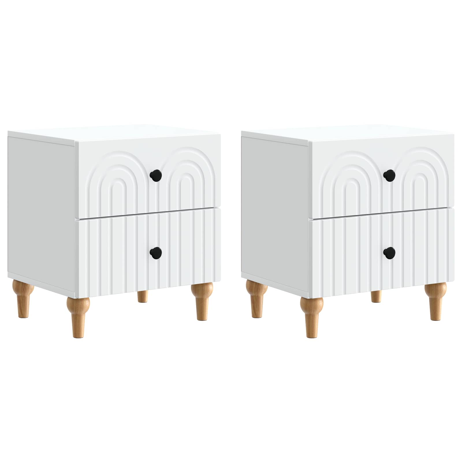 Nachtkastje met lade 2 pcs Wit 43 x 34,5 x 48 cm Bewerkt hout