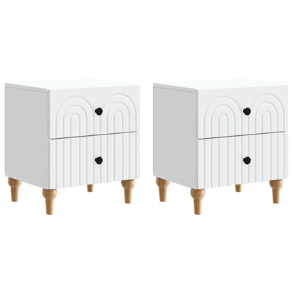 Nachtkastje met lade 2 pcs Wit 43 x 34,5 x 48 cm Bewerkt hout