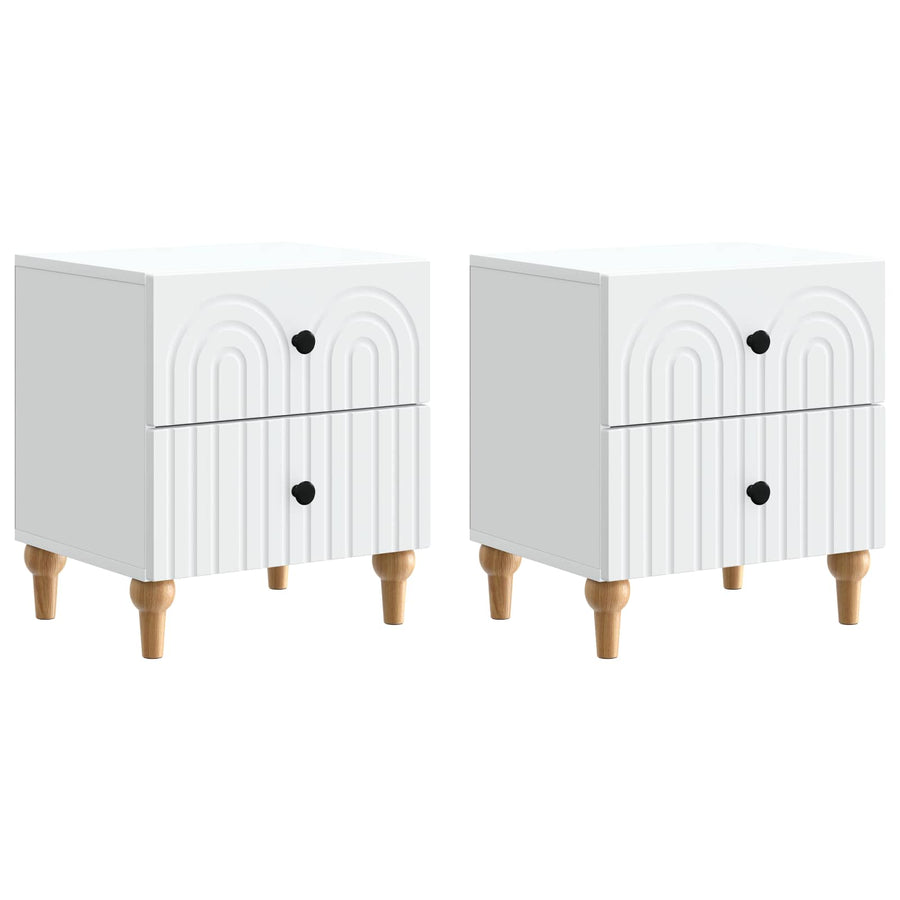 Nachtkastje met lade 2 pcs Wit 43 x 34,5 x 48 cm Bewerkt hout