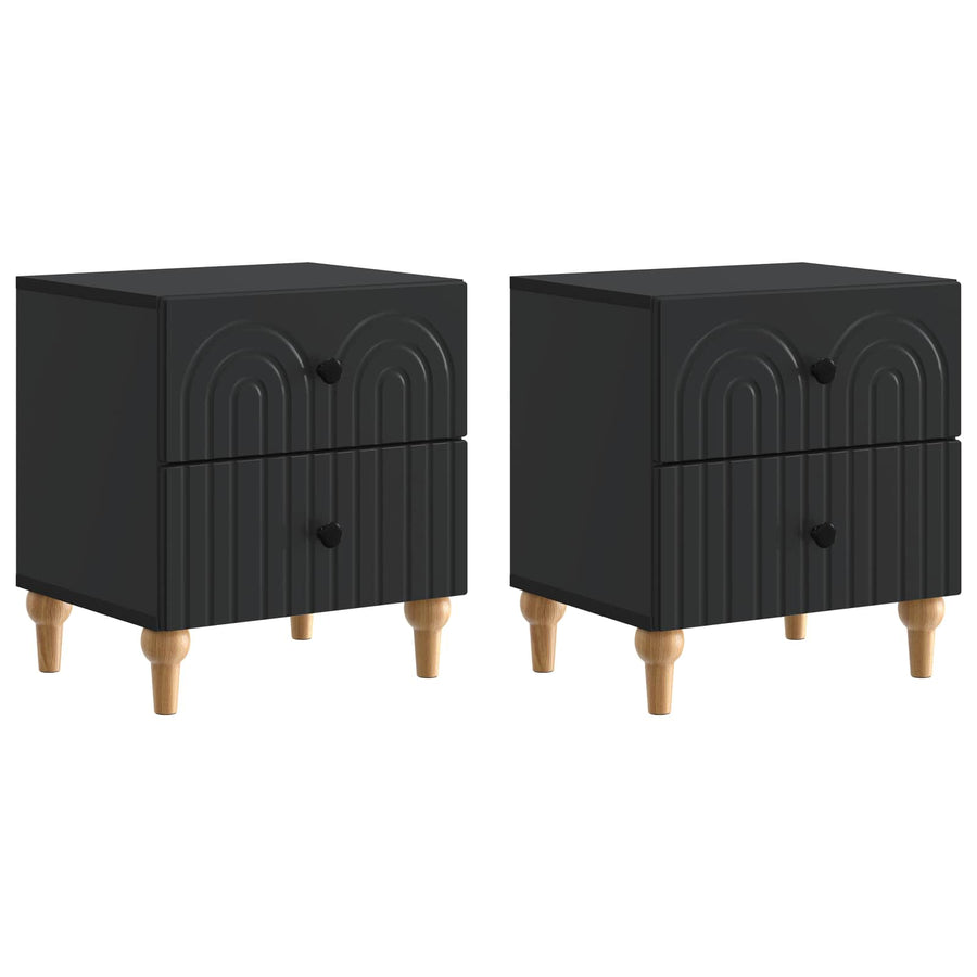 Nachtkastje met lade 2 pcs Zwart 43 x 34,5 x 48 cm Bewerkt hout